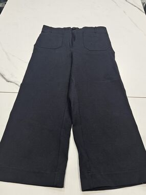 Quince Navy Wide-Leg Crop Pants with Front Patch Pockets